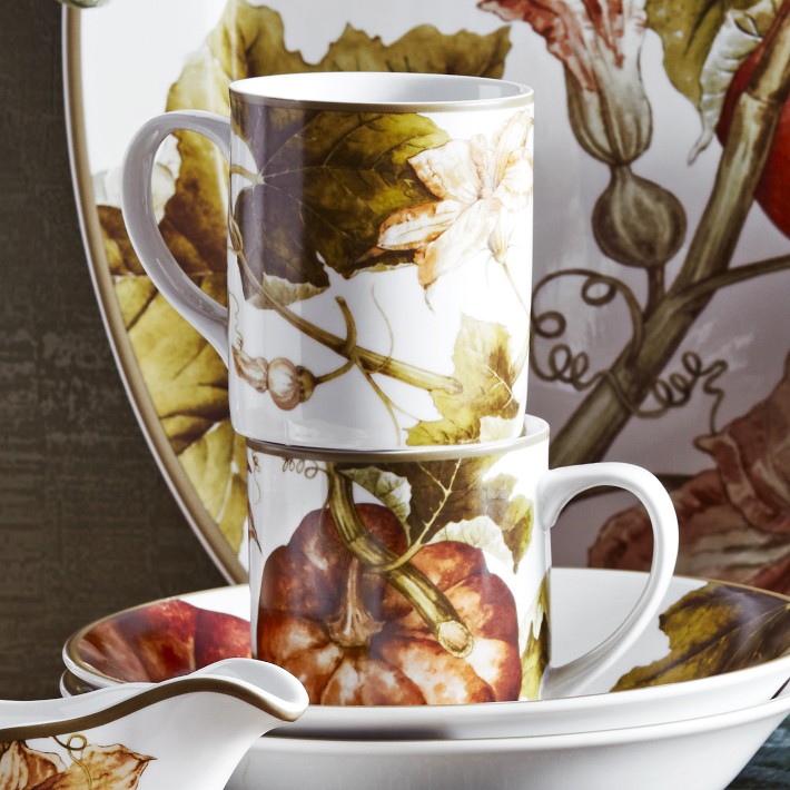 Botanical Pumpkin Mugs, Set of 4 Williams Sonoma