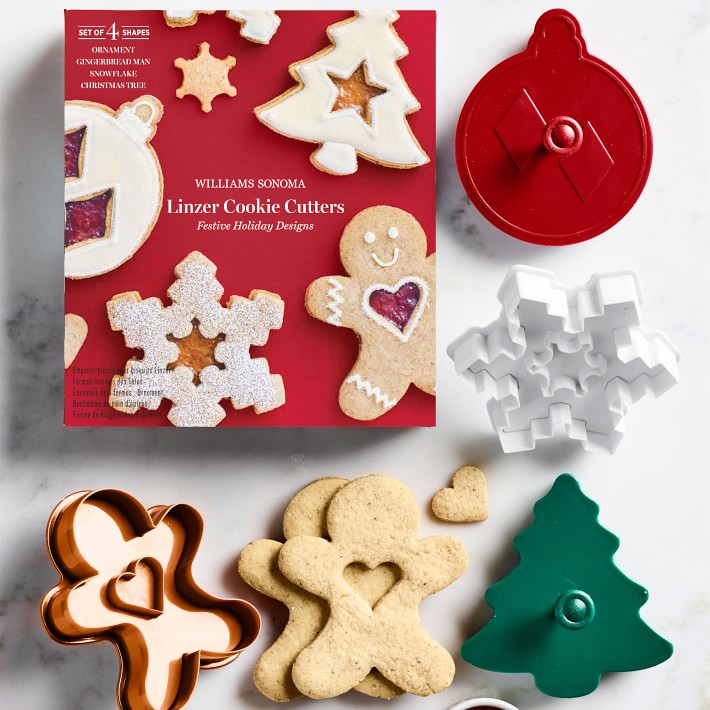 Williams Sonoma Holiday Linzer Cookie Cutters Set Set of 4 Williams
