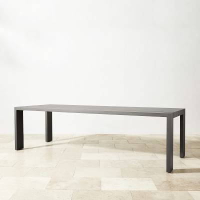 grey metal outdoor dining table