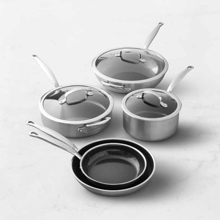 GreenPan™ Premiere Stainless-Steel Ceramic Nonstick 8-Piece Cookware Set