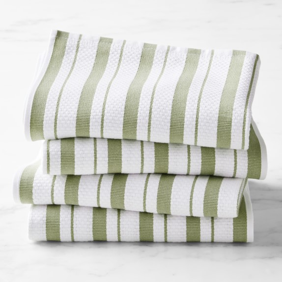 green and white dish towels