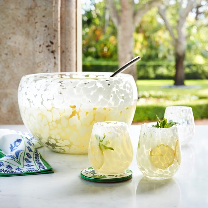 AERIN White Confetti Stemless Wine Glasses Williams Sonoma CA