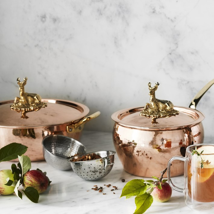 Ruffoni Historia Hammered Copper Chef Pot with Stag Knob 4Qt. Williams Sonoma