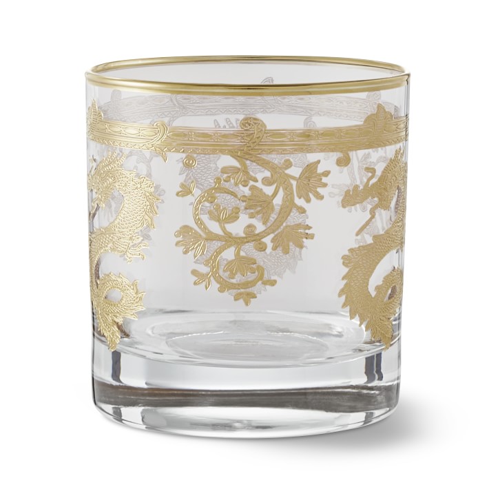 Gold Dragon Double OldFashioned Glasses Williams Sonoma
