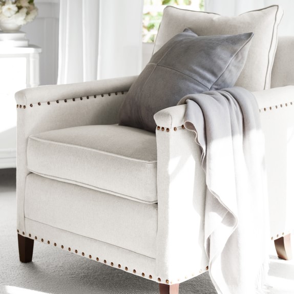 grey nailhead accent chair