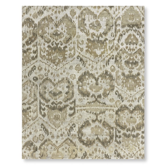 Burnished Ikat Hand Knotted Silk Rug Williams Sonoma