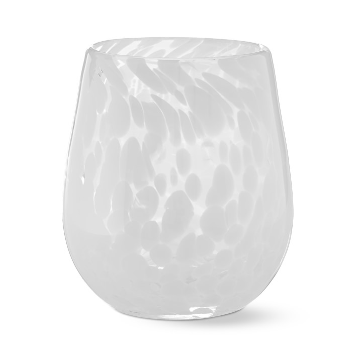 AERIN White Confetti Stemless Wine Glasses Williams Sonoma CA