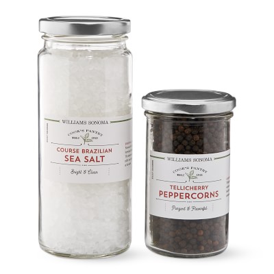 Coarse Brazilian Sea Salt & Tellicherry Peppercorns, Set of 2