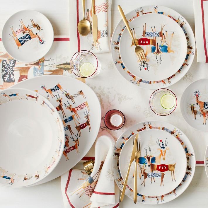Natale Reindeer Appetizer Plates, Set of 4 Williams Sonoma CA