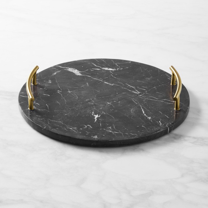 Black Marble Round Tray Williams Sonoma