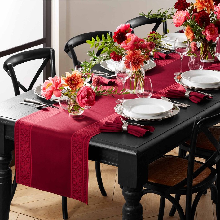 Red Jacquard Table Runner Williams Sonoma