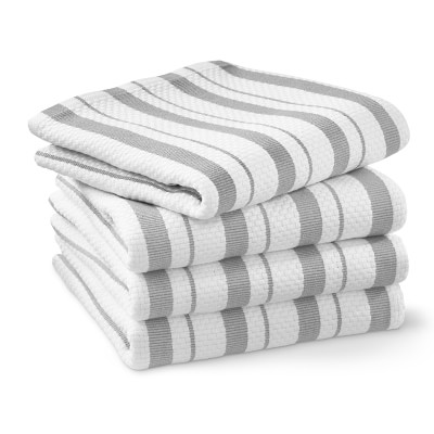 Williams Sonoma Classic Stripe Towels, Set of 4, Drizzle Grey