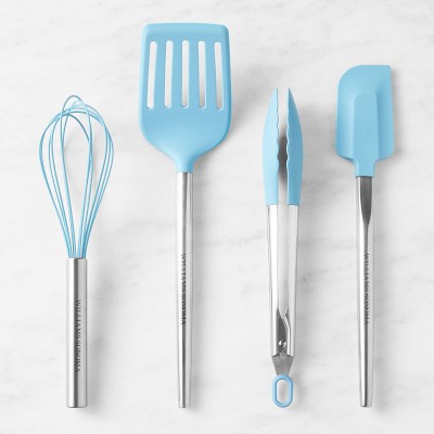 Williams Sonoma Stainless-Steel Silicone Utensil and Spatula Pack, Set of 4, Sky Blue