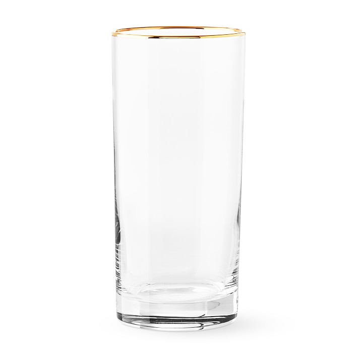 Gold Rim Highball Glasses, Set of 4