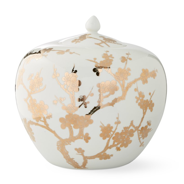 White and Gold Decorative Ginger Jar Williams Sonoma