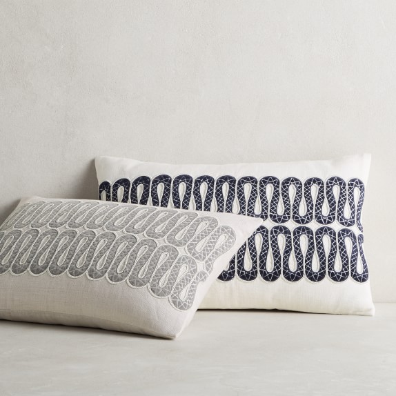 Selena Linen Zardozi Lumbar Patterned Throw Pillow Williams Sonoma