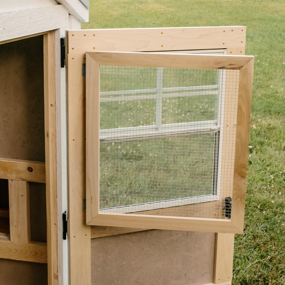 Charming White Chicken Coop with Silver Metal Roof, Chicken Run, and Cedar Cupola Williams Sonoma