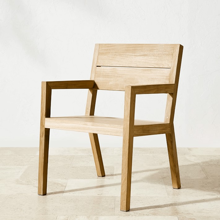 Larnaca Fiberstone Dining Table & Teak Dining Chairs Williams Sonoma