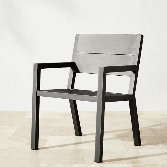 Larnaca Slate Grey Metal Dining Table & Dining Chairs Williams Sonoma