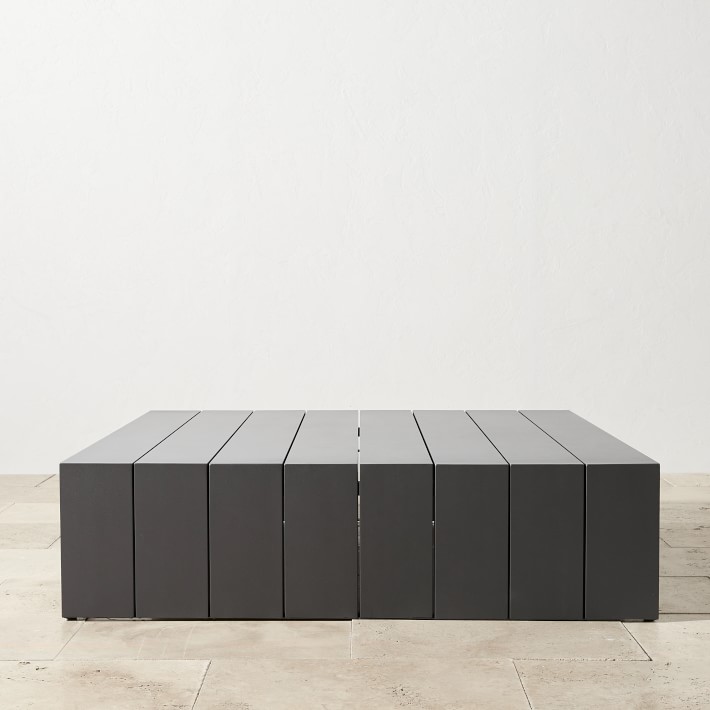 Larnaca Outdoor Slate Grey Metal Square Coffee Table Williams Sonoma