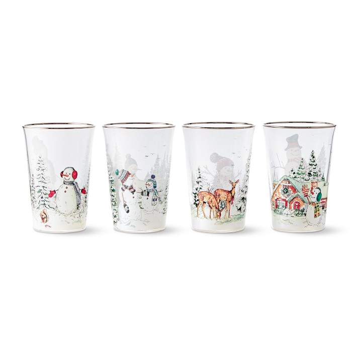 Snowman Tumbler Drinking Glasses - Mixed - Set of 4 | Williams Sonoma