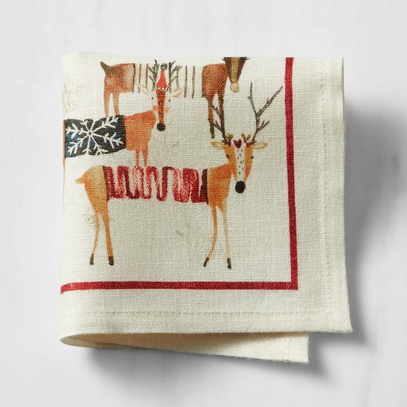 Natale Reindeer Cocktail Napkins, Set of 4 Williams Sonoma
