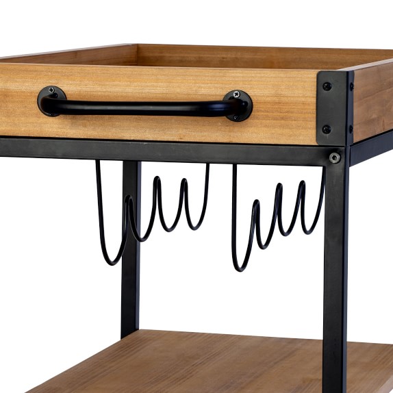 Industrial Rolling Bar Cart with Removable Serving Tray Williams Sonoma
