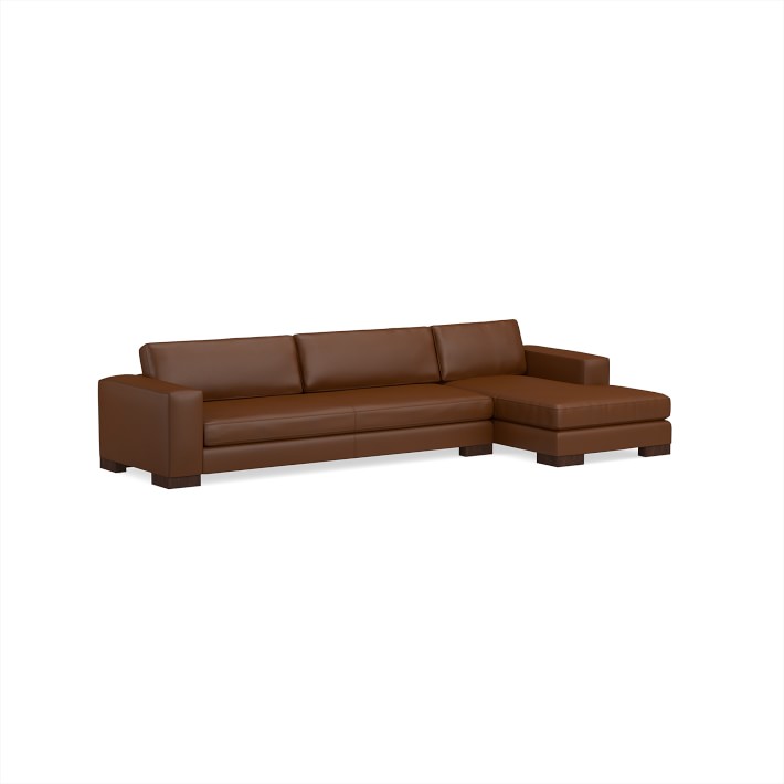 Yountville 2Piece Leather Loveseat Sectional with Wide Chaise, Left