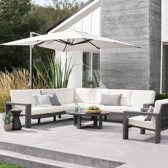 Larnaca Outdoor Slate Grey Metal Round Coffee Table Williams Sonoma