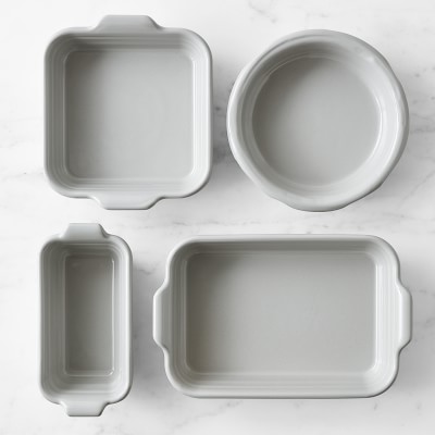 Emile Henry French Ceramic Potter Collection, Set of 4, Artisan Glaze Grey