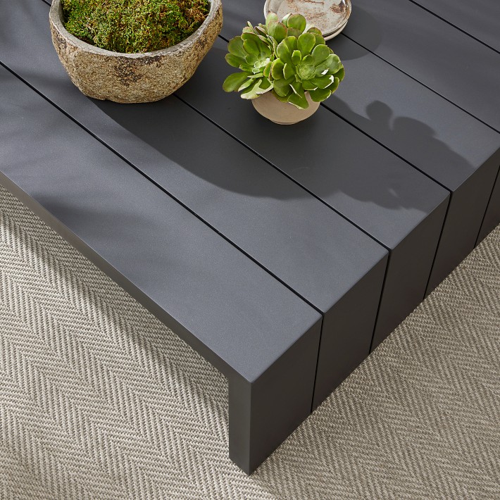 Larnaca Outdoor Slate Grey Metal Square Coffee Table Williams Sonoma