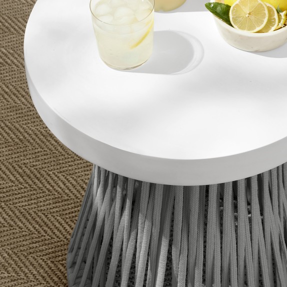 Pasadena Outdoor Fiberstone and Rope Side Table Williams Sonoma