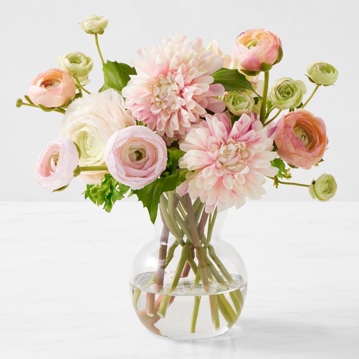 Faux Ranunculus & Dahlia Floral Arrangement Williams Sonoma