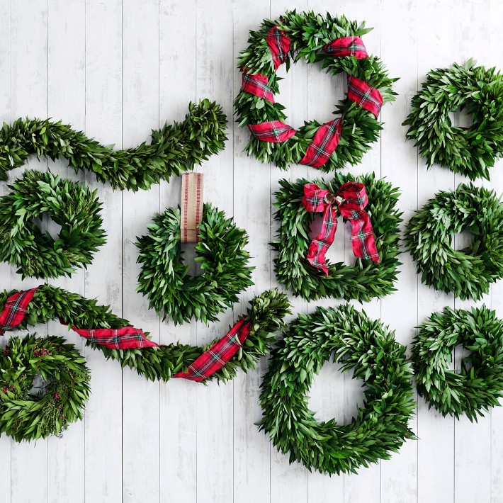 Bay Leaf Wreath with Burlap Ribbon Hanger Williams Sonoma