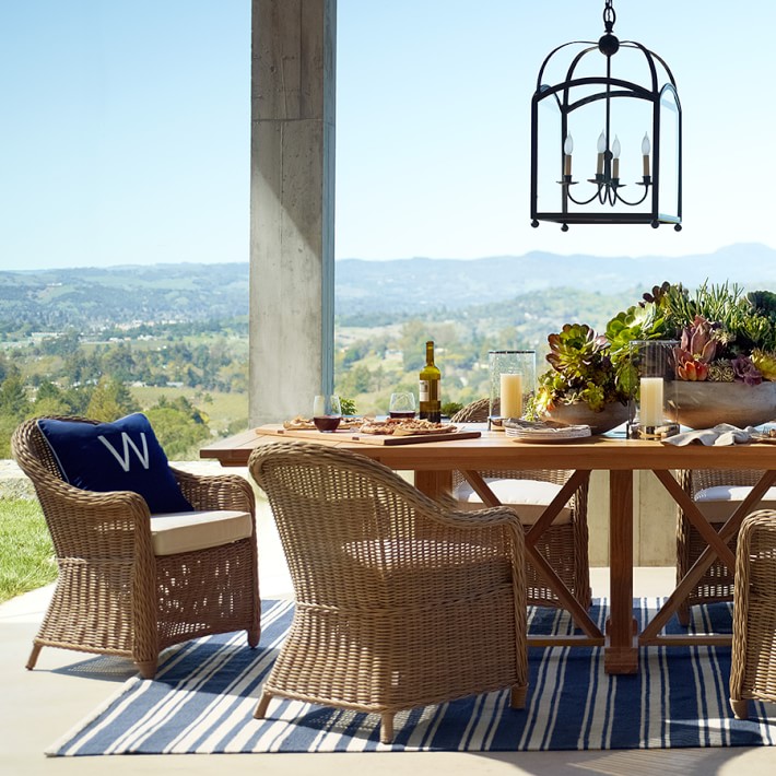 Sunbrella Solid Outdoor Pillow with Piping Navy Williams Sonoma