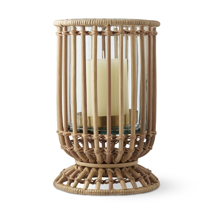 AERIN Wicker Hurricane Candle Holder Williams Sonoma
