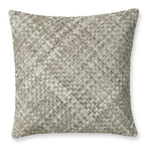 Woven Leather Cowhide Pillow Williams Sonoma