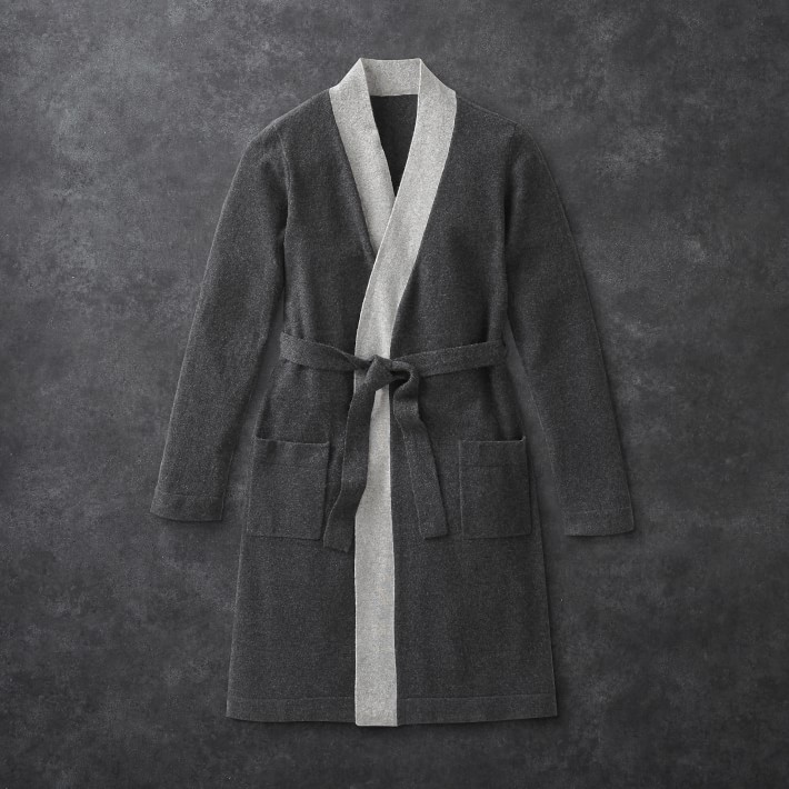 Charcoal & Grey Chambers® Two Tone Cashmere Bathrobe Williams Sonoma