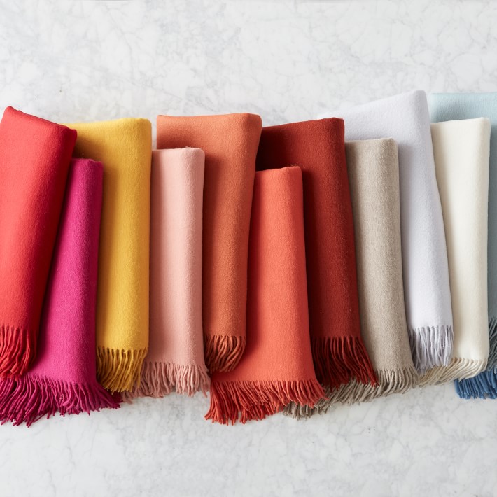 Solid Spring Tulip Cashmere Throw Blanket Williams Sonoma
