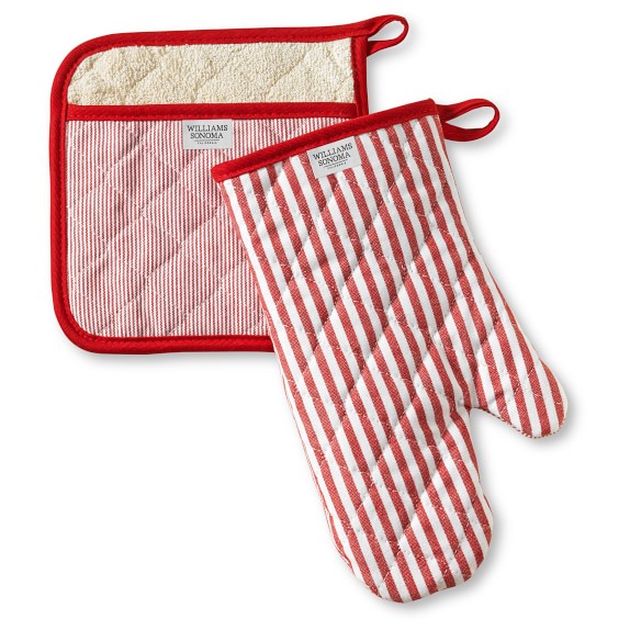 Williams Sonoma Bay Stripe Oven Mitt + Potholder Set Williams Sonoma