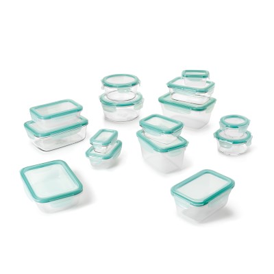 OXO Good Grips Smart Seal Clear Rectangular Polypropylene Container Set  with Leak Proof Snap-On Lids - 16-Piece