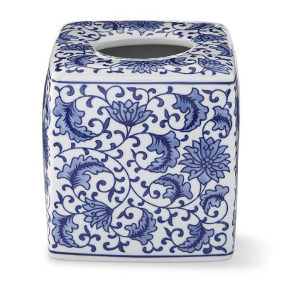 Blue and White Ceramic Tissue Holder | Bathroom Accessory Set ...