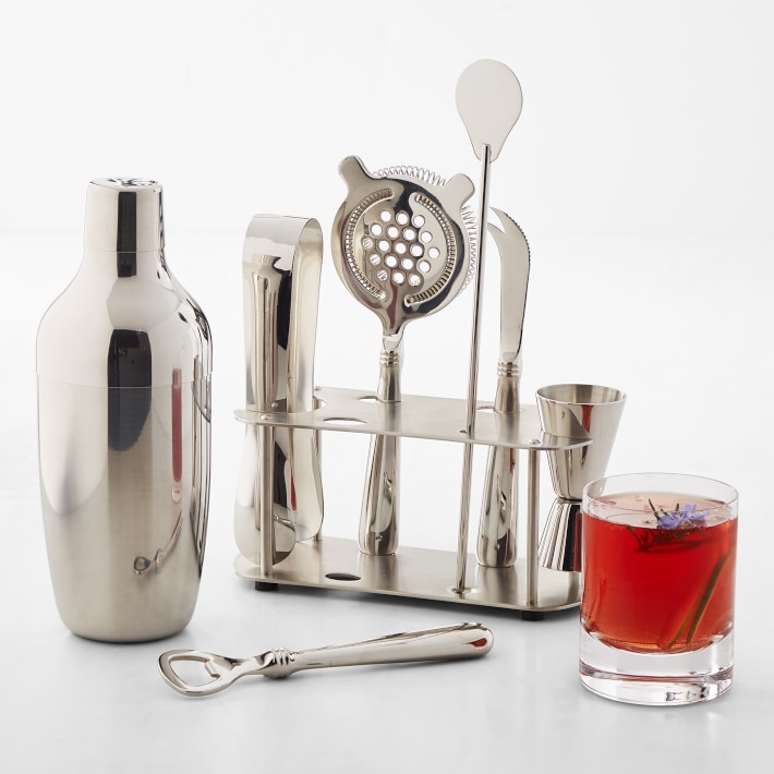 Williams Sonoma Stainless Steel Bar Tool Set + Cocktail Shaker