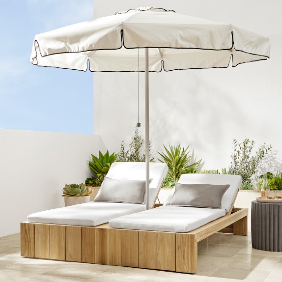 Larnaca Outdoor Teak Double Chaise Patio Furniture Williams Sonoma