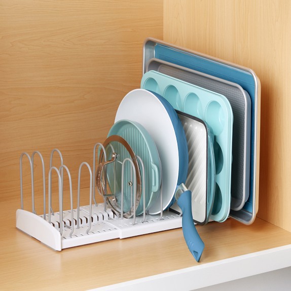 Organisateur Réglable YouCopia StoreMore - Pour Poêles Et Plaques | Blanc/Taupe | Sans Installation