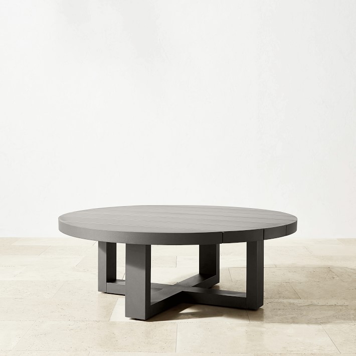Larnaca Outdoor Slate Grey Metal Round Coffee Table Williams Sonoma