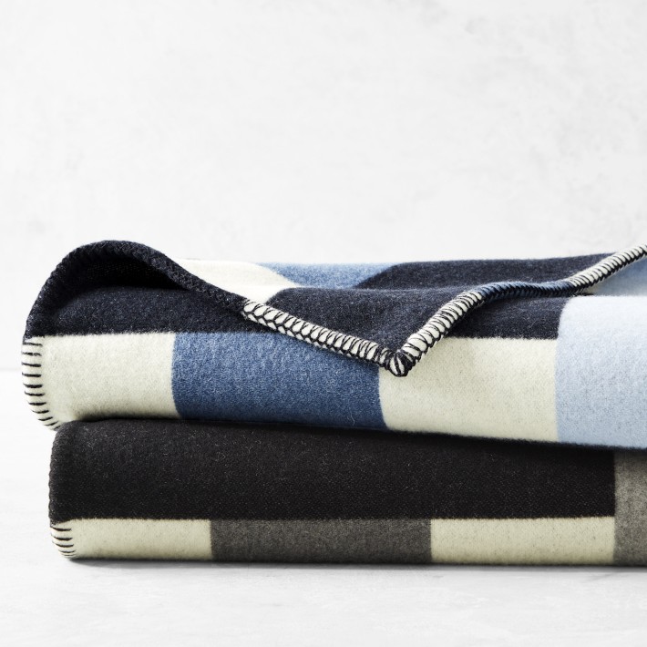 Lesina Merino Wool Throw, Navy Williams Sonoma