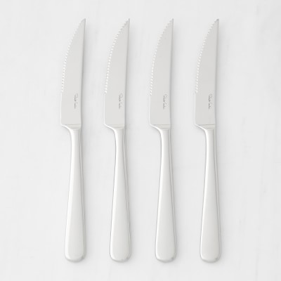 Williams Sonoma Wüsthof Ikon Mixed Wood Steak Knives with Leather Knives  Roll, Set of 6