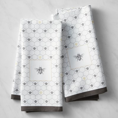 Set of 2 Graphite Uno Linen Cotton Kitchen Towels Florence