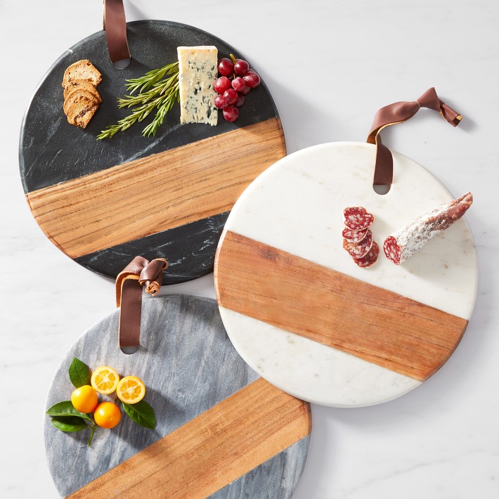 Williams Sonoma x Mark & Graham Acacia & Marble Round Cheese Board